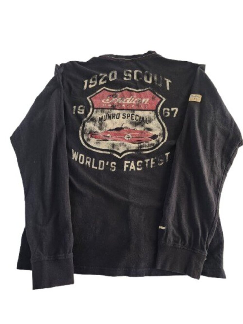 Indian Motorcycle Munro Special Long Sleeve Pocket T-Shirt Mens Worlds Fastest M